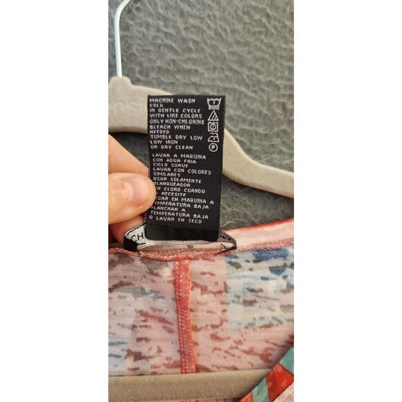 Chelsea & Theodore T Shirt Women M Multicolor Graffeti Tunic Burnout Asymmetric - Picture 7 of 7